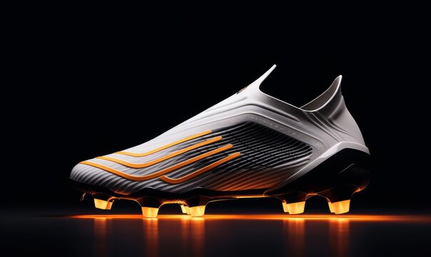 Athletic Shoe for Football Training, Soccer Shoe Advertising Background. Generative Ai