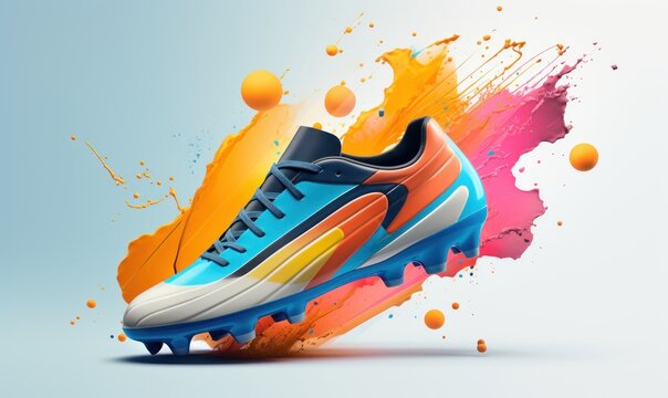 Athletic Shoe for Football Training, Soccer Shoe Advertising Background. Generative Ai
