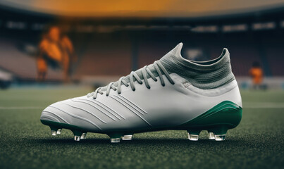 Athletic Shoe for Football Training, Soccer Shoe Advertising Background. Generative Ai