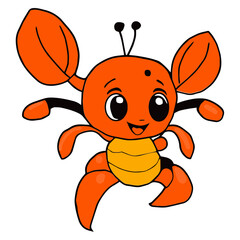 Lobster, orange. Seafood. Cute and strong