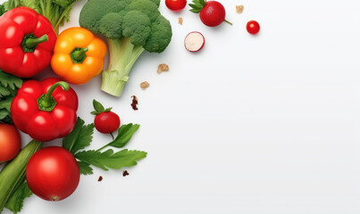 Organic Vegetable Advertising Background, Vegetarian Food for Healthy Nutrition. Generative Ai