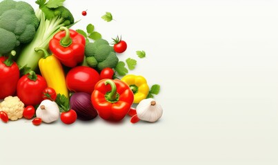 Fototapeta na wymiar Organic Vegetable Advertising Background, Vegetarian Food for Healthy Nutrition. Generative Ai