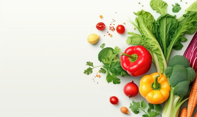 Organic Vegetable Advertising Background, Vegetarian Food for Healthy Nutrition. Generative Ai