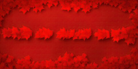 Autumn background from colorful red leaves close up. Place for text.