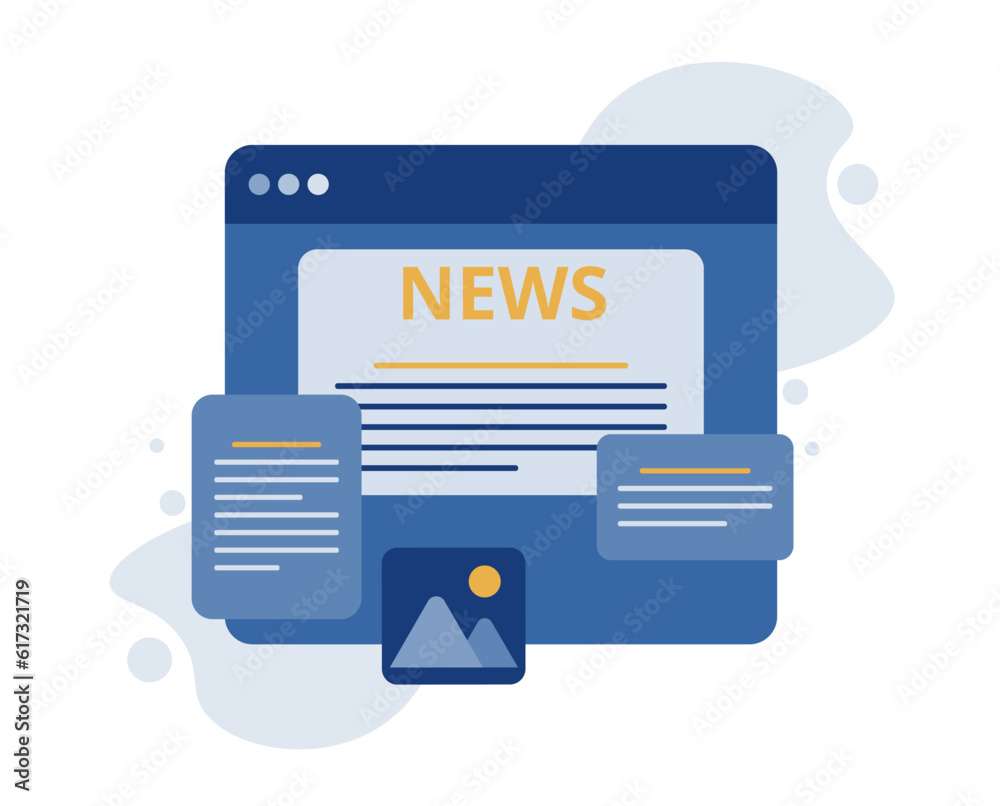 Fototapete a dialog box with a web page on which the text of the news is placed. access to current news via the