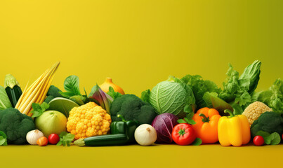 Organic Vegetable Advertising Background, Vegetarian Food for Healthy Nutrition. Generative Ai