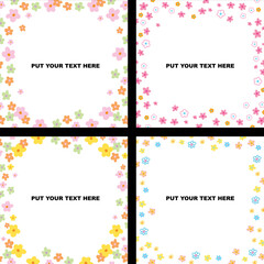 Cute pastel flowers frames. Summer floral banners, wallpapers, backgrounds, backdrops, social media templates, stickers, decorations, presentations, logos and icons, etc.