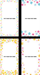 Cute pastel flowers vertical frames. Summer floral banners, wallpapers, backgrounds, backdrops, social media templates, stickers, decorations, presentations, logos and icons, etc.