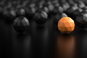 Fototapeta premium Leadership concept with dark and orange balls