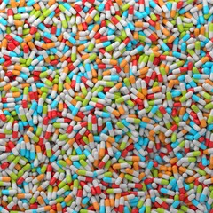 Healthcare. Pile of colorful pills. Medicine concept