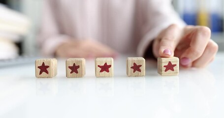 Adding a fifth star in customer review of services. Feedback and recommendation concept