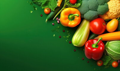 Organic Vegetable Advertising Background, Vegetarian Food for Healthy Nutrition. Generative Ai