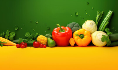 Organic Vegetable Advertising Background, Vegetarian Food for Healthy Nutrition. Generative Ai