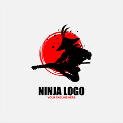 masked ninja spy logo template vector
