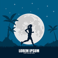 Running Man silhouette Logo with Finish ribbon, Marathon logo template, running club or sports club