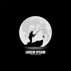 Fishing logo design template illustration . Sport fishing Logo