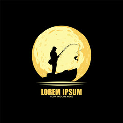 Fishing logo design template illustration . Sport fishing Logo