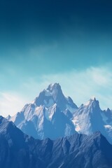Fototapeta na wymiar Majestic mountain peaks style mountain silhouette in the style of high landscape professional photography, grandeur, light blue sky Generative AI 