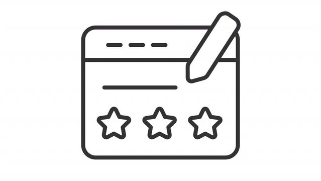 Testimonial icons animation. Animated line user feedback. Customer service. Social media. Client quote. Loop HD video with alpha channel, transparent background. Outline motion graphic
