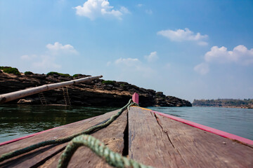 long tail boat on the beach