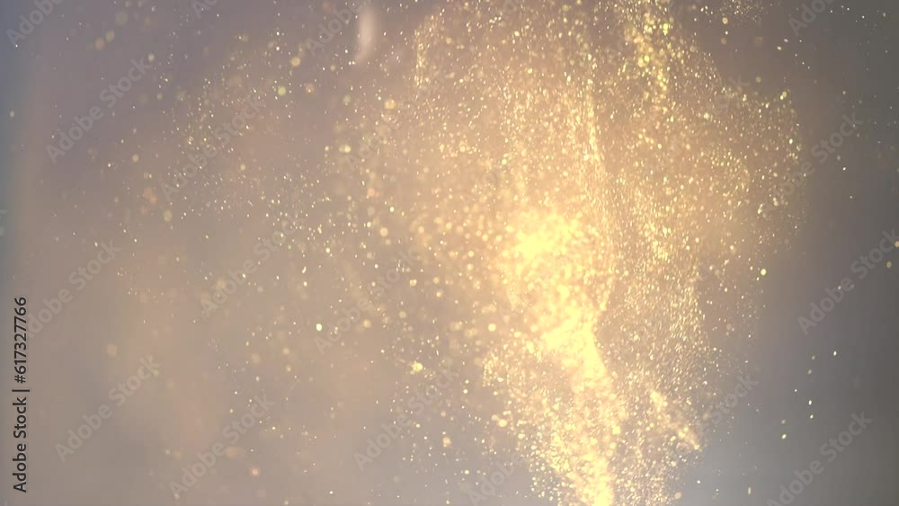 Canvas Prints Floating gold sparks, glitter golden sparkles background. Flying Gold particles, Dust. Christmas golden light shine particles flying bokeh. Abstract Backdrop. Holiday concept. Slow motion