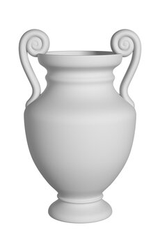 A white ancient Greek vase without a pattern isolated on white background. 3d render.