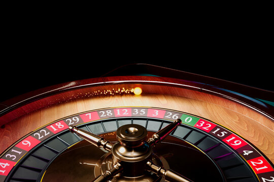 Presentation of a luxury casino roulette wheel with a yellow spinning fireball.