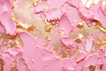 Pink peeling paint with gold foil texture Generative AI 