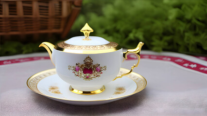 royal gold premium luxuries  teapot with tea 