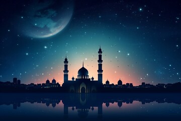 Fototapeta na wymiar Captivating Night Sky Islamic Background Created with Generative AI
