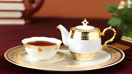 royal gold premium luxuries  teapot with tea 