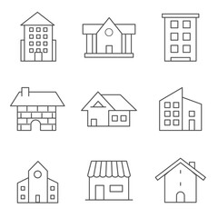 Set of home icon vector illustrator. House linear line symbol.
