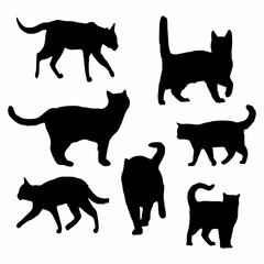 vector set of cute cat silhouettes, cat symbol or sign