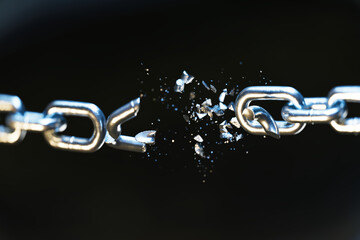 Breaking Chains. 3D Rendering Symbolizing Strength, Power, and Independence