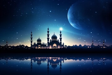 Fototapeta na wymiar Captivating Night Sky Islamic Background Created with Generative AI