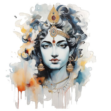 happy Krishna Janmashtami wishes. god Krishna painting 