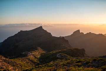 sunset over the mountains