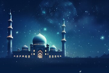 Captivating Night Sky Islamic Background Created with Generative AI