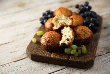 Homemade muffins with raisins