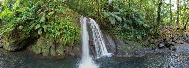 The Crayfish waterfall  in Guadeloupe in Caribbean