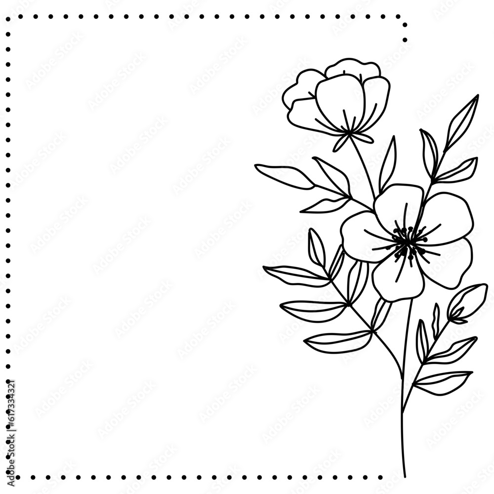 Poster minimalist floral flower frame