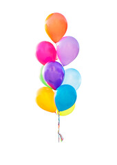 Set Balloon isolated on transparent background. Realistic colorful festive 3d helium balloons for...
