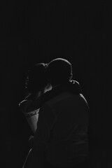 silhouette of bride and groom