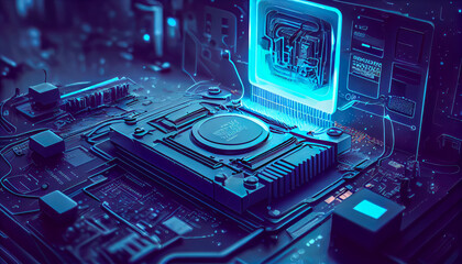 Digital Symphony: Abstract Technological Fusion in an AI-Powered World, Unveiling a Captivating Wallpaper Background