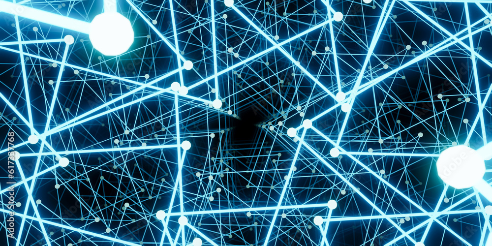 Aufkleber abstract digital network connection blue background. net and communication with connecting dots and 