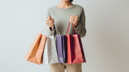 hand holding shopping bags, ai generative 