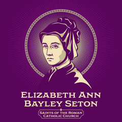 Catholic Saints. Elizabeth Ann Bayley Seton (1774-1821) was a Catholic religious sister in the United States and an educator, known as a founder of the country's parochial school system. - obrazy, fototapety, plakaty