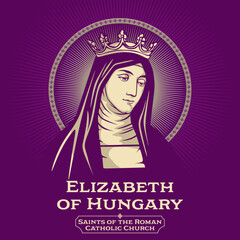 Catholic Saints. Elizabeth of Hungary (1207-1231) was a princess of the Kingdom of Hungary. She was an early member of the Third Order of St. Francis, and is today honored as its patroness. - obrazy, fototapety, plakaty