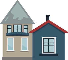 Residential House Illustrations in Flat Design Style Architecture, Cartoon.