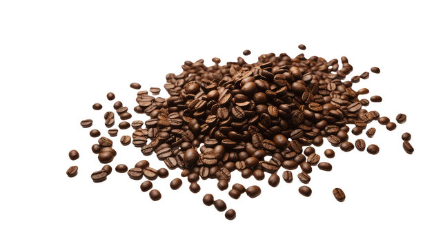 a large pile of coffee beans scattered on a black background. 